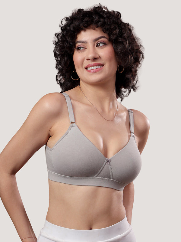 Tessa Full Support Seamless Designer Bra for Women Pack of 2-L.GREY WHITE