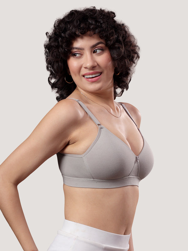 Tessa Full Support Seamless Designer Bra for Women Pack of 2-L.GREY WHITE