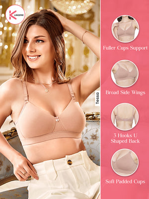 Tessa Full Support Seamless Designer Bra for Women-D.RUST