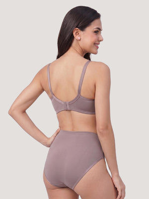 Kalyani Trinity Full Lace Cups Non Padded Wirefree Support Bridal Lingerie Set | D.Mocha