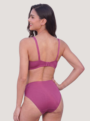 Kalyani Trinity Full Lace Cups Non Padded Wirefree Support Bridal Lingerie Set | L.Wine