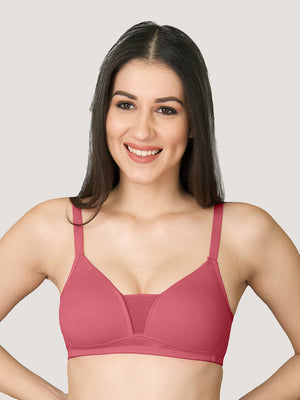 Tulip Deep Neck Soft Padded Bra for Women-D.RUST