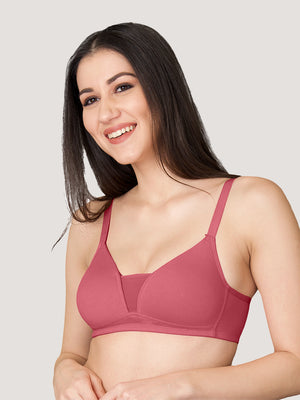 Tulip Deep Neck Soft Padded Bra for Women-D.RUST