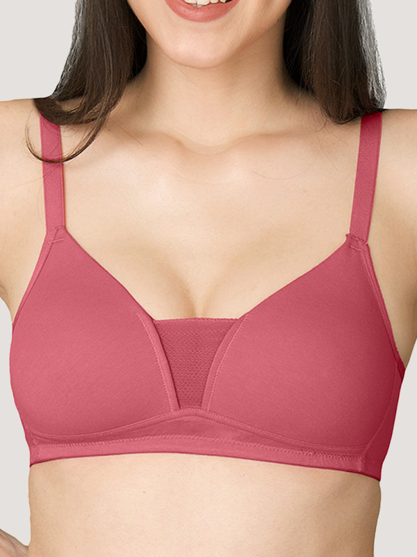 Tulip Deep Neck Soft Padded Bra for Women-D.RUST