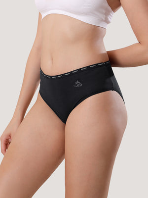 Vami High Coverage Cotton Spandex Hipster Panties for Women | Pack of 3-BLACK BLACK BLACK