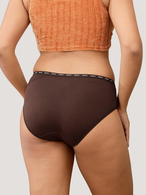 Vami High Coverage Cotton Spandex Hipster Panties for Women | Pack of 3-COFFEE COFFEE COFFEE