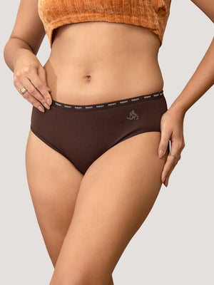 Vami High Coverage Cotton Spandex Hipster Panties for Women | Pack of 3-COFFEE COFFEE COFFEE