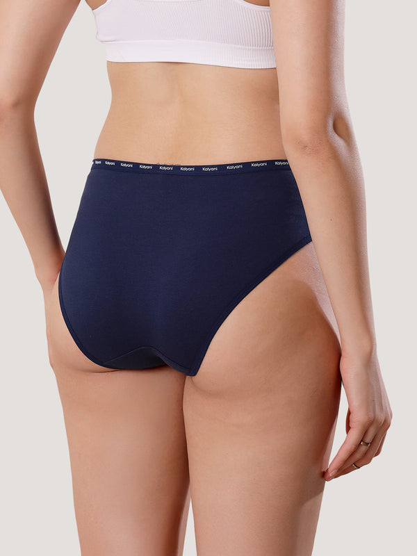 Vami High Coverage Cotton Spandex Hipster Panties for Women | Pack of 3-NAVY BLUE NAVY BLUE NAVY BLUE