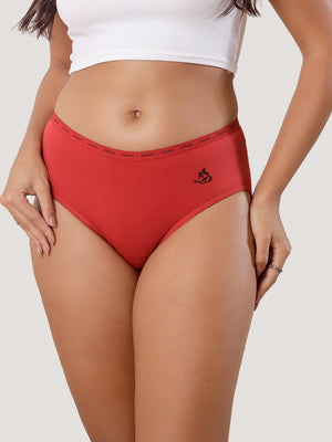 Vami High Coverage Cotton Spandex Hipster Panties for Women | Pack of 3-COFFEE ORANGE RUST NAVY BLUE