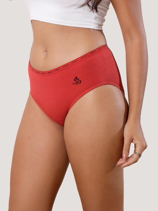 Vami High Coverage Cotton Spandex Hipster Panties for Women | Pack of 3-COFFEE ORANGE RUST NAVY BLUE