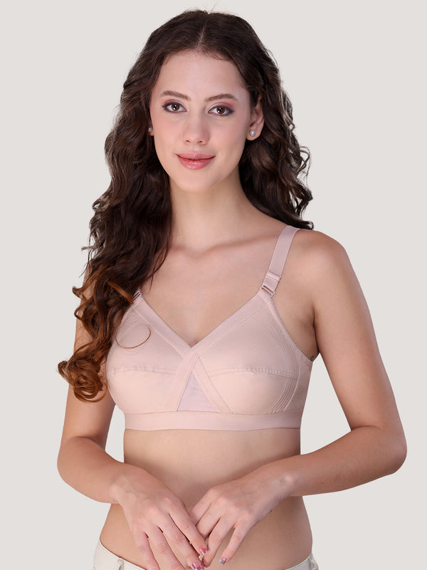 Kalyani Vega Ultimate Support Cross-Front Full Coverage Rich Cotton Bra with Side-Elastic Lift (C-F Cups) | Pack of 2 |CREPE BLACK