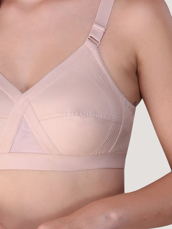 Kalyani Vega Ultimate Support Cross-Front Full Coverage Rich Cotton Bra with Side-Elastic Lift (C-F Cups) | Pack of 2 |CREPE CREPE