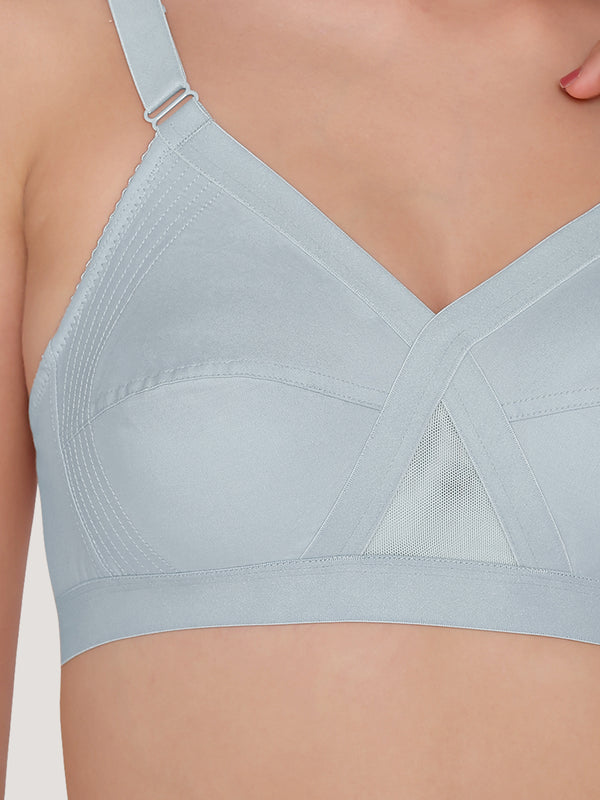 Kalyani Vega Ultimate Support Cross-Front Full Coverage Rich Cotton Bra with Side-Elastic Lift (C-F Cups) | Pack of 2 |S.BLUE CREPE