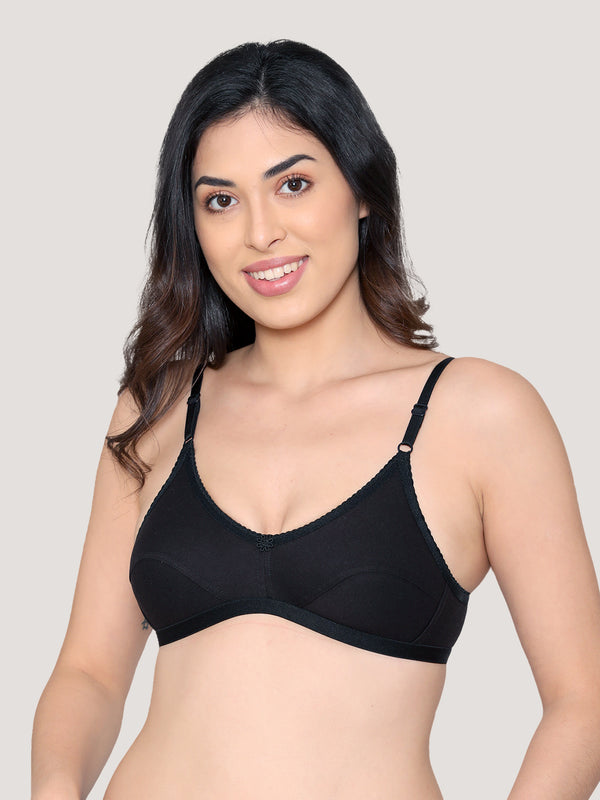 Vidhi Seamed Non-Padded Everyday Bra | Pack of 3-BLACK BLACK BLACK