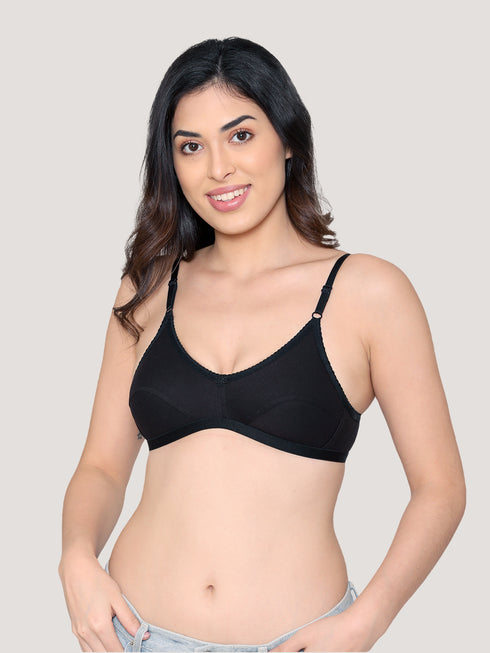 Kalyani Vidhi Non-Padded Wirefree Lace Neck Everyday Bra | Pack of 3