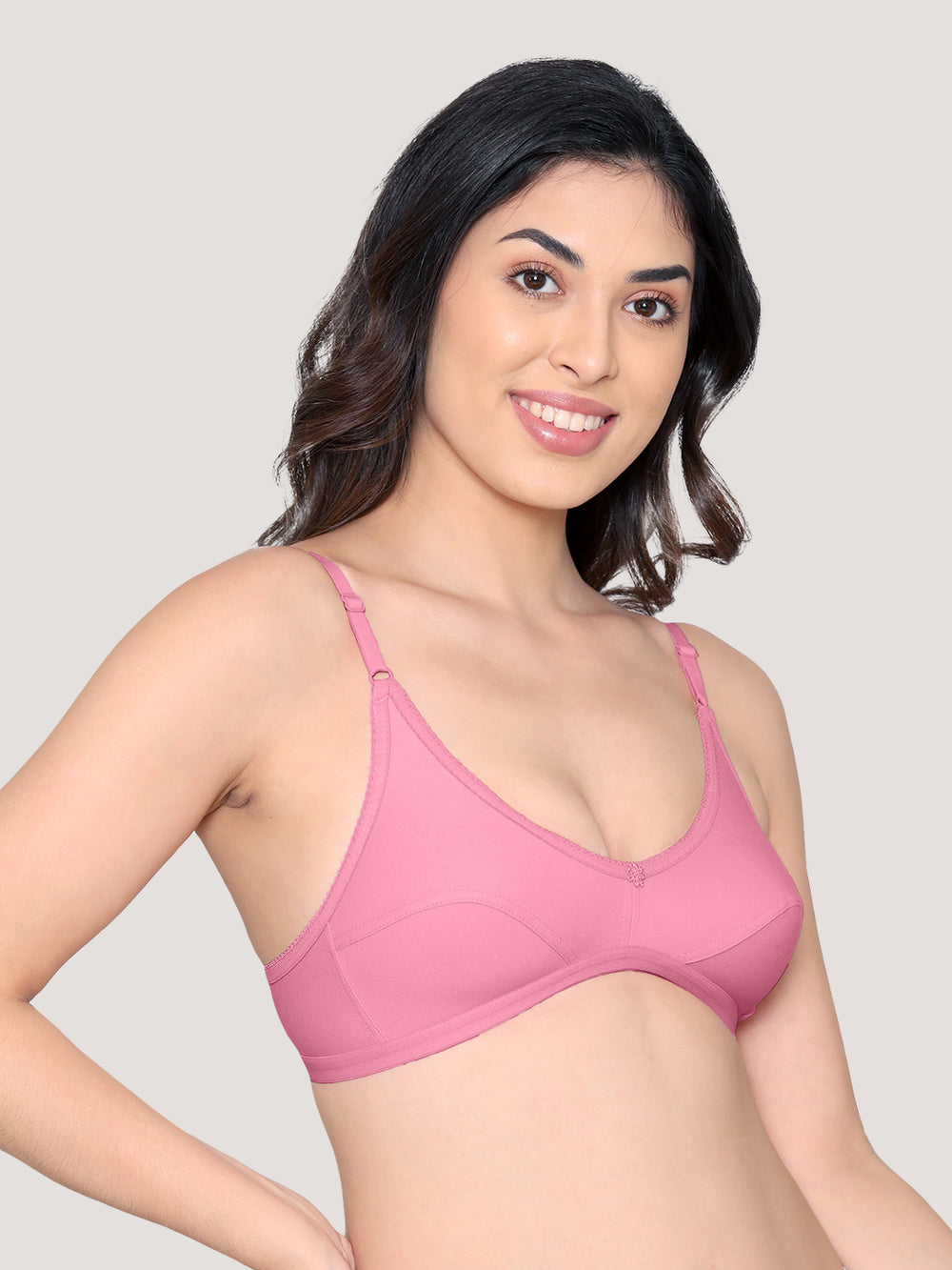 Vidhi Seamed Non-Padded Everyday Bra | Pack of 3-BLUSH BLUSH BLUSH