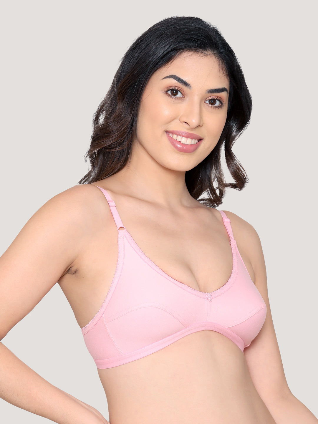 Vidhi Seamed Non-Padded Everyday Bra | Pack of 3-NUDE WHITE PINK