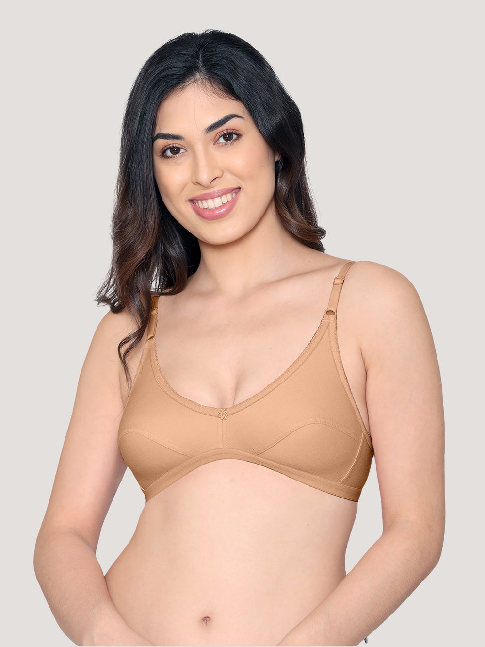 Vidhi Seamed Non-Padded Everyday Bra | Pack of 3-CREPE WHITE CAMEL