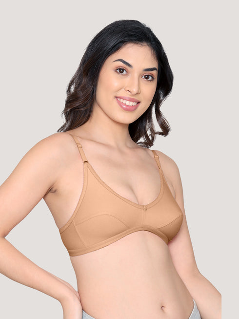 Kalyani Vidhi Non-Padded Wirefree Lace Neck Everyday Bra | Pack of 3