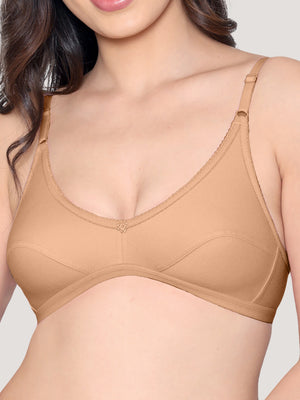 Vidhi Seamed Non-Padded Everyday Bra | Pack of 3-NUDE WHITE PINK