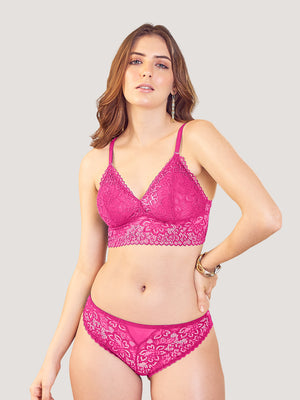 Viola Premium Lace Bralette Set for Women-E.PINK