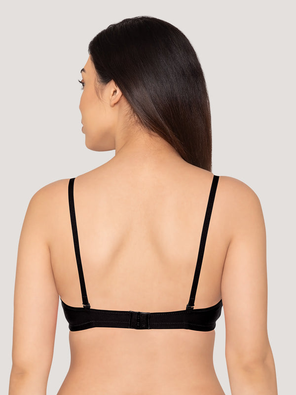 Kalyani Viviana Soft Padded Seamless Balconette Style T-Shirt Bras | Pack of 2 | BLACK BLACK
