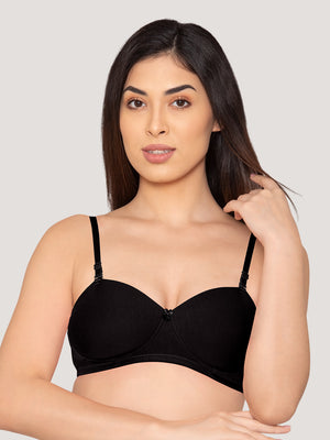 Kalyani Viviana Soft Padded Seamless Balconette Style T-Shirt Bras | Pack of 2 | BLACK BLACK