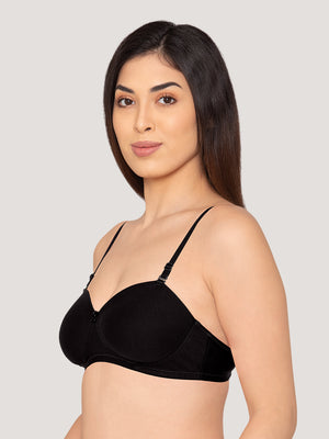 Kalyani Viviana Soft Padded Seamless Balconette Style T-Shirt Bras | Pack of 2 | BLACK BLACK
