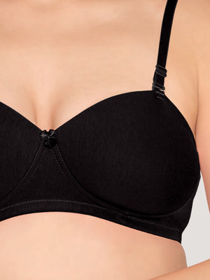 Kalyani Viviana Soft Padded Seamless Balconette Style T-Shirt Bras | Pack of 2 | NUDE BLACK