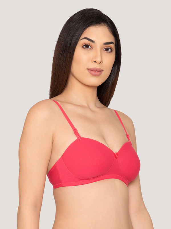 Kalyani Viviana Soft Padded Seamless Balconette Style T-Shirt Bras | Pack of 2 | HOT PINK NUDE