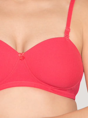 Kalyani Viviana Soft Padded Seamless Balconette Style T-Shirt Bras | Pack of 2 | HOT PINK HOT PINK