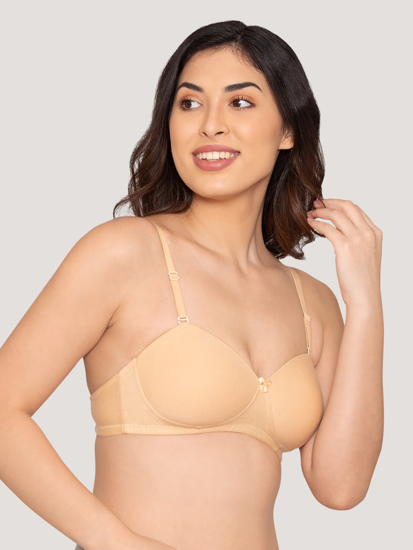 Kalyani Viviana Soft Padded Seamless Balconette Style T-Shirt Bras | Pack of 2 | NUDE NUDE