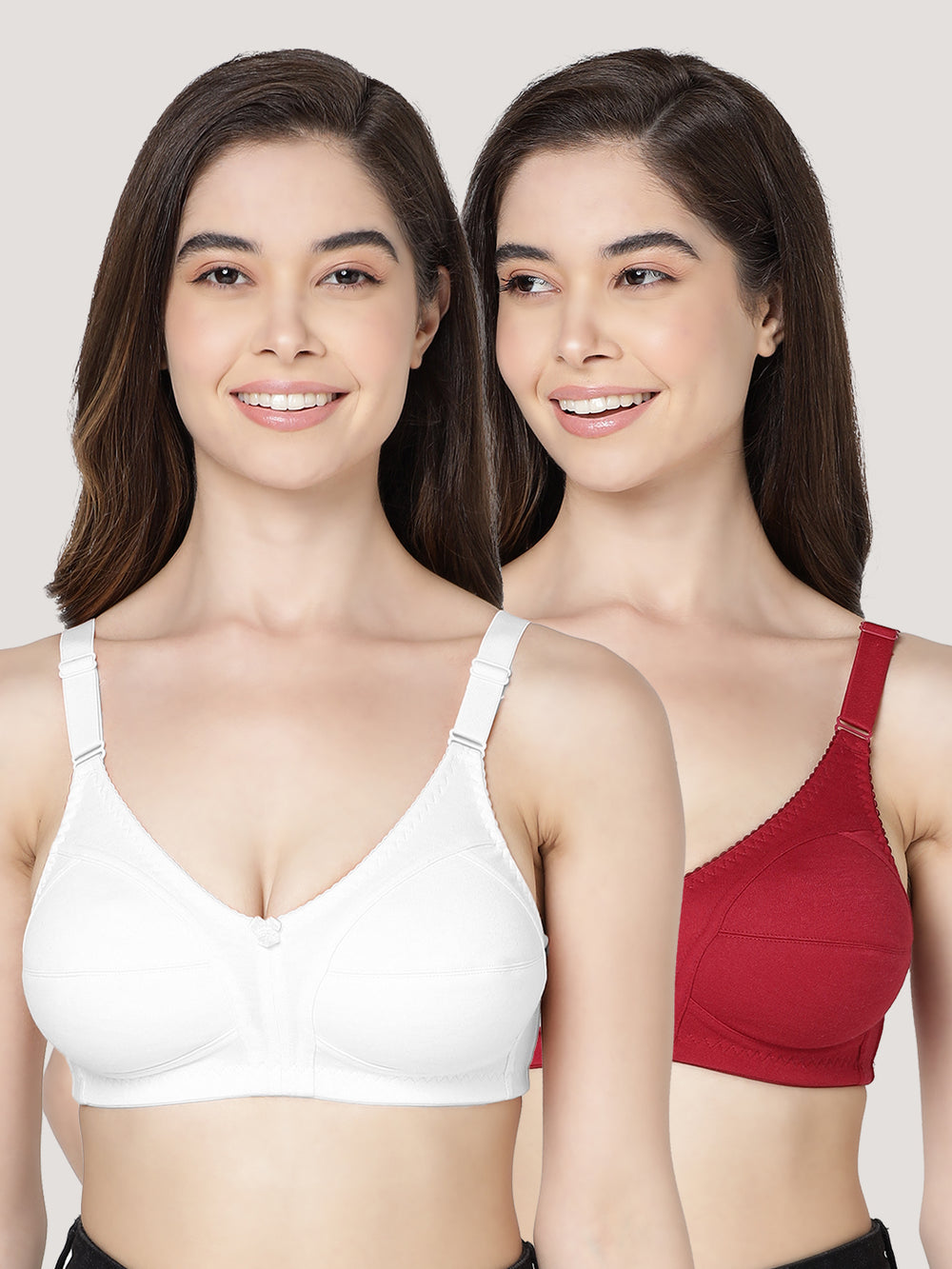 Anaya Full Coverage M Frame Minimizer Bra | Pack of 2-WHITE MAROON