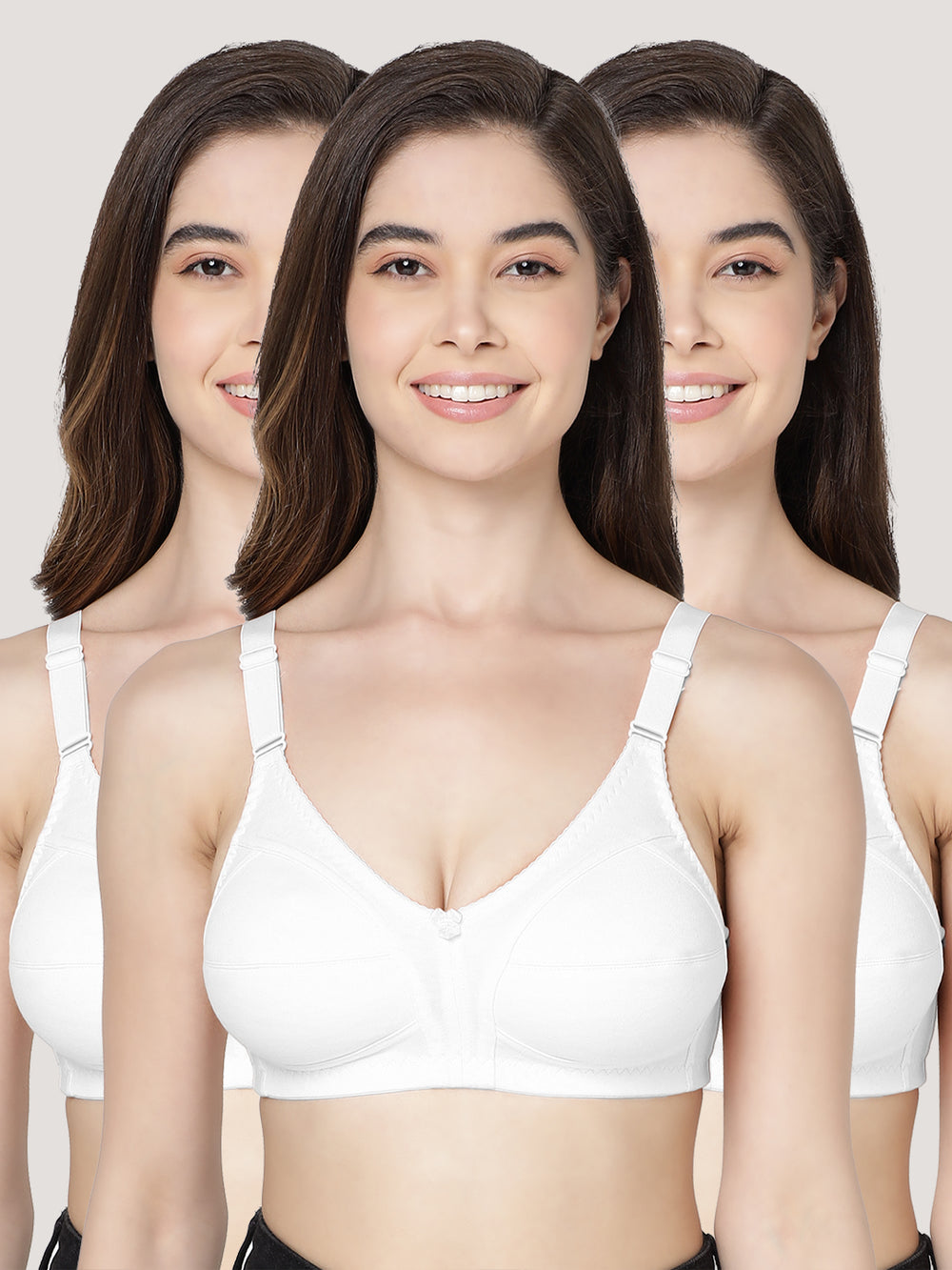 Anaya Full Coverage M Frame Minimizer Bra | Pack of 3-WHITE WHITE WHITE