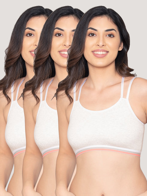 Kalyani Candy Full Coverage Non Wired Cups Criss-Cross Back Teenager Bra | Pack of 3