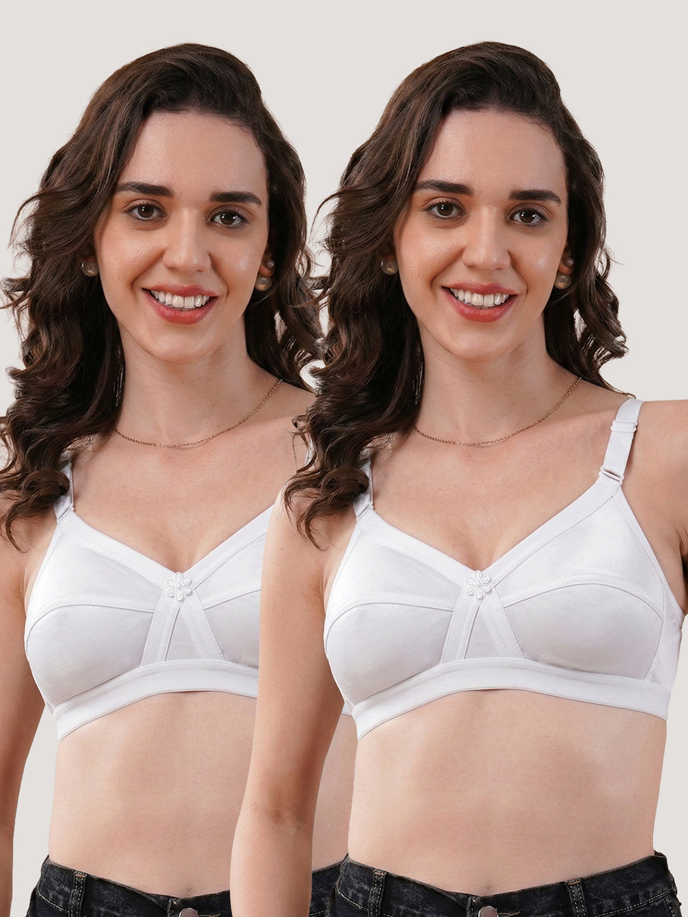 K LINGERIE Cross Care Women's Full Coverage Non Padded Wirefree Minimizer Bra-WHITE WHITE