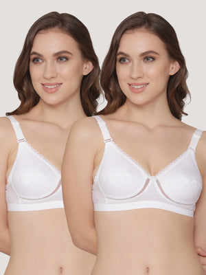 Diksha Full Coverage Double Layered Cups Everyday Bra | Pack of 2-WHITE WHITE