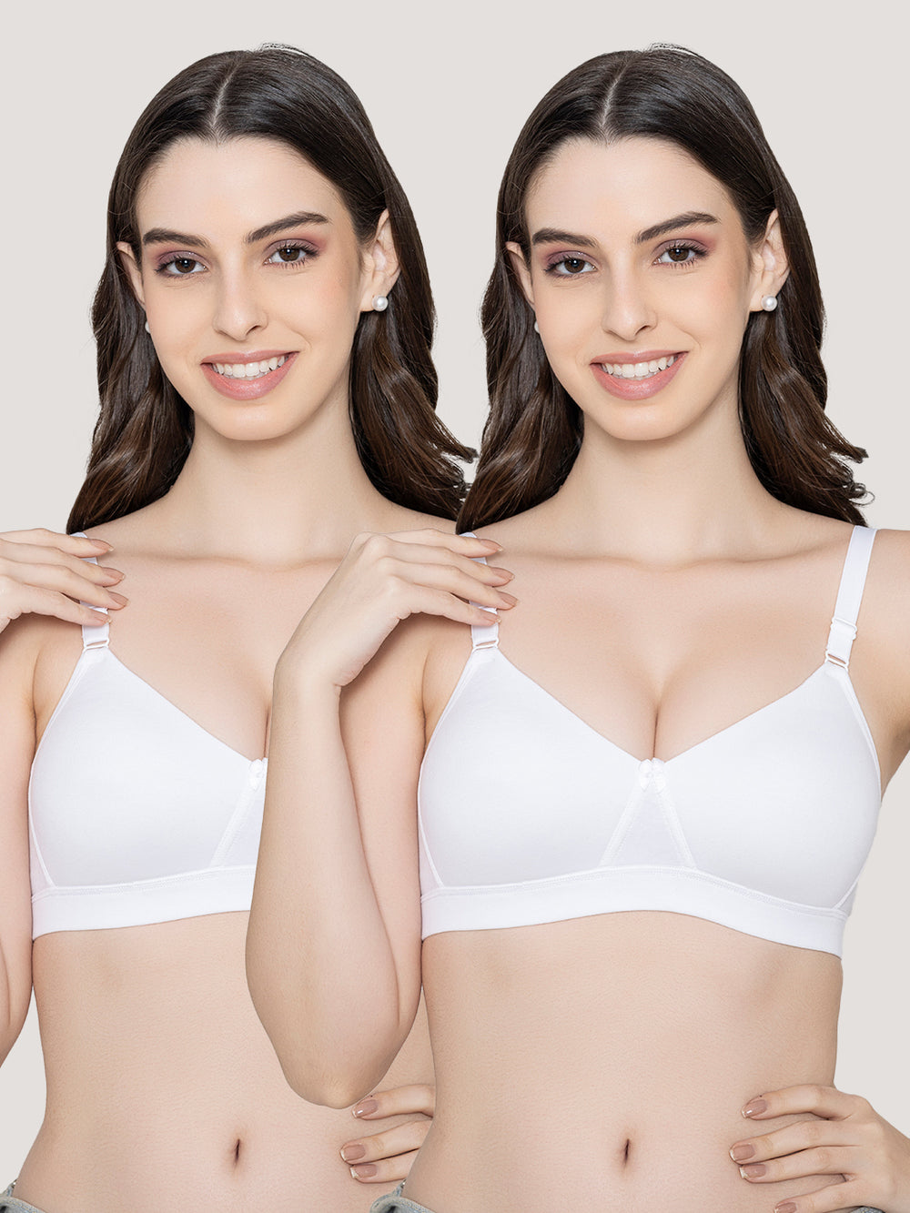 Tessa Full Support Seamless Designer Bra for Women Pack of 2-WHITE WHITE