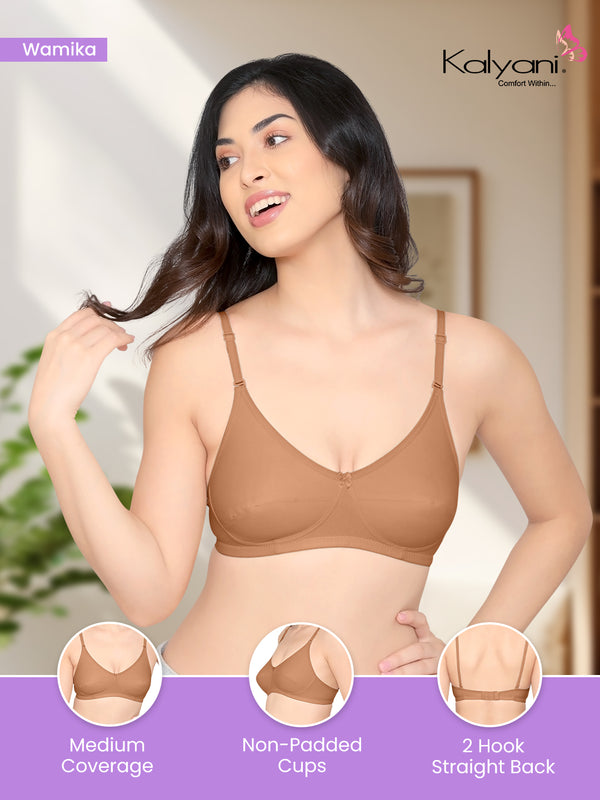 Wamika Fuller Cups Everyday Bra | Pack of 3-CAMEL L.PINK WHITE