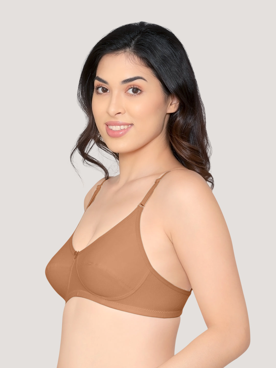 Wamika Fuller Cups Everyday Bra | Pack of 3-CAMEL L.PINK WHITE