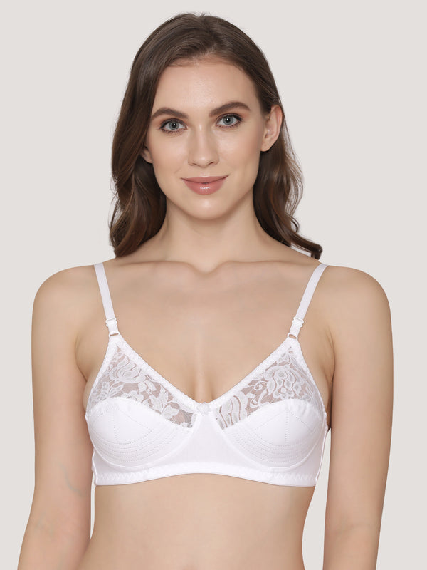 Deepali Non Padded Everyday Lace Bra | Pack of 3-ONION SKIN WHITE