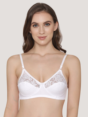 Deepali Non Padded Everyday Lace Bra | Pack of 3-FAWN SKYBLUE WHITE