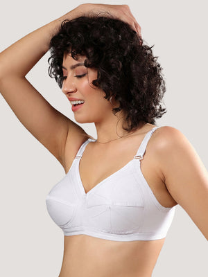 Damini Full Coverage Cotton Everyday Bra | Pack of 3-WHITE WHITE WHITE