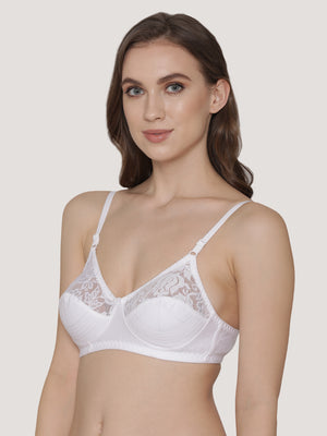 Deepali Non Padded Everyday Lace Bra | Pack of 3-GREY ROSE WHITE