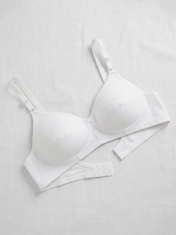 Kalyani Rinni Non Padded Everyday Cotton Bra with Minimal Lace Details | WHITE WHITE WHITE BLACK BLACK Pack of 5