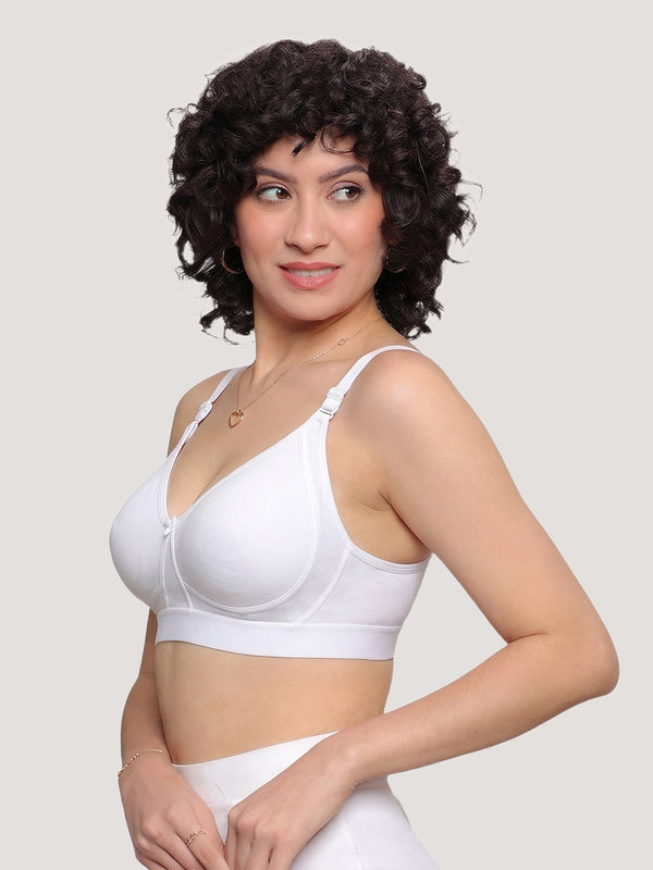 Kalyani Ashley Double Layered Seamless Cups Full Coverage Cotton Lycra Bra | Pack of 2 |ROSE WHITE