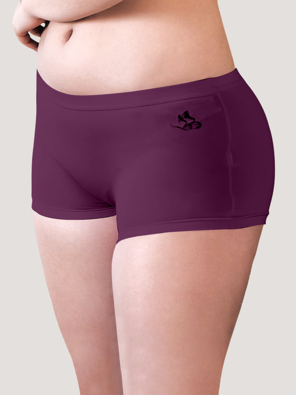 Willow Women's Boyshort Panties | Pack of 3-BURGUNDY BURGUNDY BURGUNDY