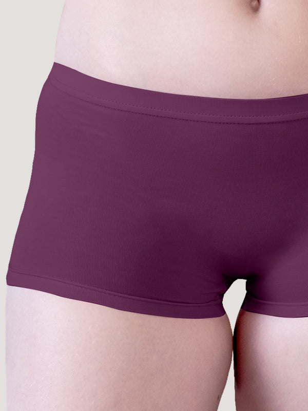 Willow Women's Boyshort Panties | Pack of 3-BURGUNDY BURGUNDY BURGUNDY