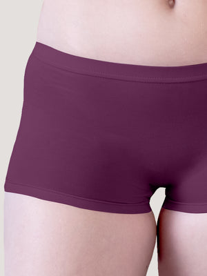 Willow Women's Boyshort Panties | Pack of 3-BURGUNDY P.BLUE BLACK