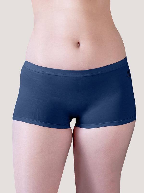 Willow Women's Boyshort Panties | Pack of 3-BURGUNDY P.BLUE BLACK